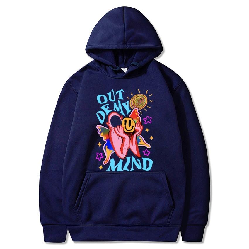 Out of my mind graffiti autumn/winter hoodie hip-hop street college classic pullover daily fashion casual warm hoodie gift