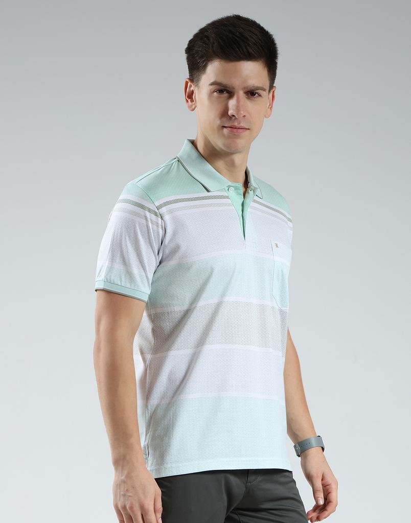 Luxuria Men's Striped Collar Neck T-Shirt