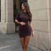 Women Ruched Bodycon Dress Wrap Crossover Neck Short Sleeve Mini Dress Sexy Slim Fit Pencil Dress Solid Color Party Clubwear Night Out Dress