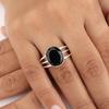 Black Onyx Gemstone 925 Sterling Silver Handmade Designer Wedding Ring For Women RR-73-21