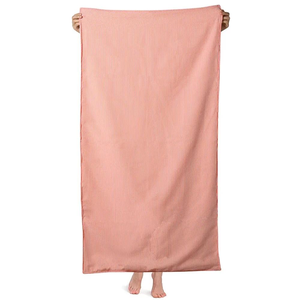 Solid Color Beach Towel Microfiber Quick Dry Striped For Kid Women Travel Camping Picnic Mat Pool Towel Portable Sea Surf Poncho