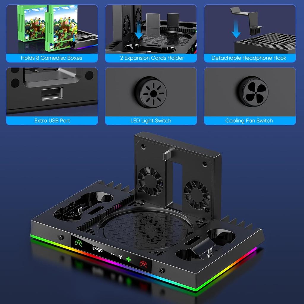 Ulepszona podstawka chłodząca do konsoli Xbox Series X, pionowy dostęp do stacji dokującej do ładowania