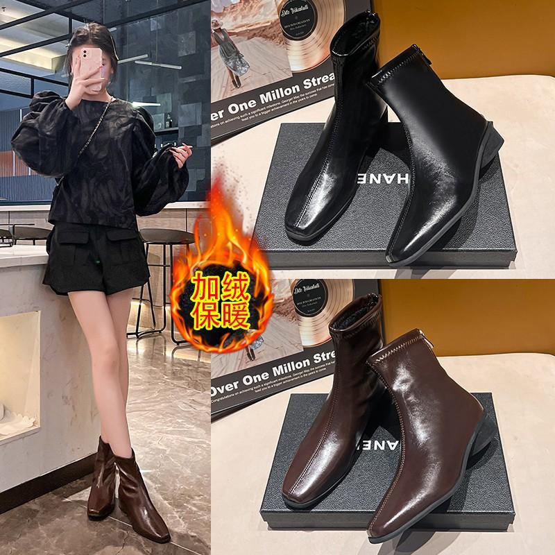 New Pointed Toe Modern Women Ankle Boots Female Zippers Shoes Fashion Stretch Short Boots With Heels Shoes For Ladies Pumps 40