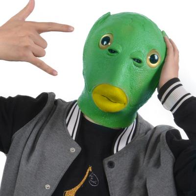 Unisex Erwachsene Silikon Grün Fisch Kopfbedeckung Kopfbedeckung Party Cosplay Kostüm Requisiten