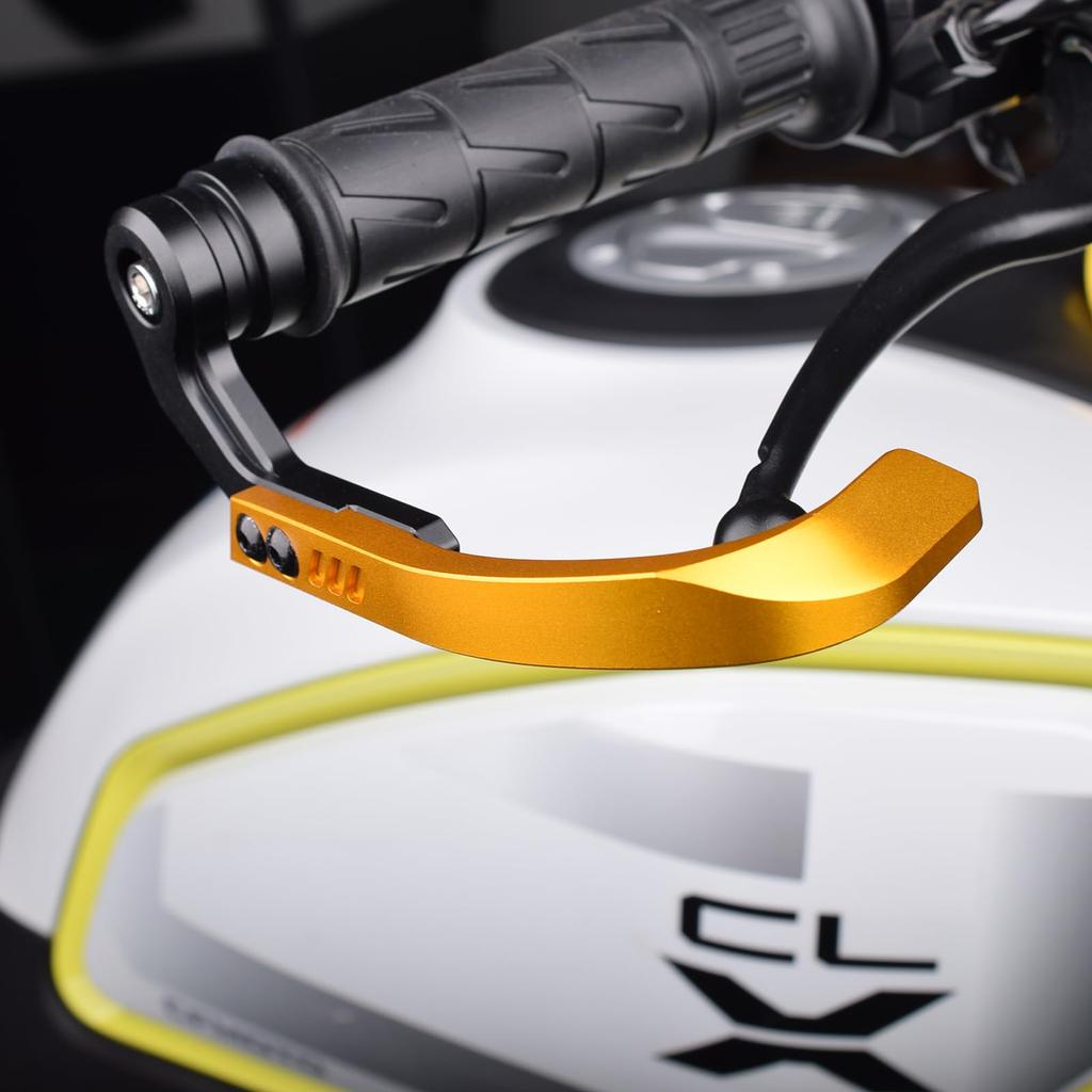 Motorcycle Lever Guard Left & Right Set Aluminum Compatible YZF-R25 (14-24) YZF-R3 (14-24) MT-03 (18-24) (Gold)