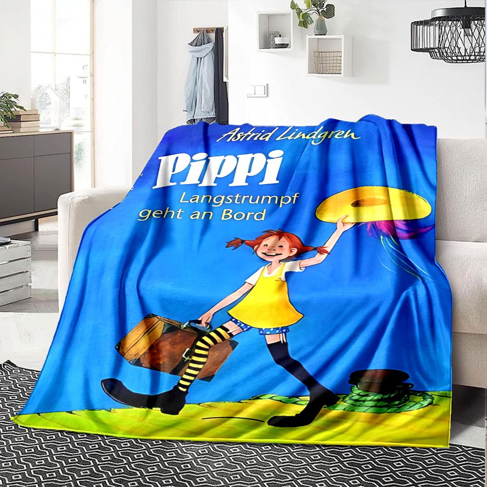 Pippi Goes Board Flannel Blanket Super Soft Warm Cozy Blanket For Sofa Bed Office Travel Allseason Home Decor Gift
