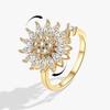 Mote Fidget Spinner Ring Angst for Kvinner Flere Krystall Solsikke Fingerringer Roter Anti Stress Zirkon Bryllupsgave