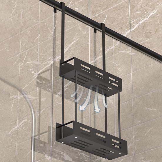 Shower Caddy Hanging Storage Rack Strong Load-bearing Easy Assembly Double Layer Bathroom Organizer Basket