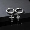 Punk Gothic Thorn Cross Pendant Hoop Earrings, Cool Hip Hop Stainless Steel Drop Earrings, Fashion Daily Party Jewelry for Men