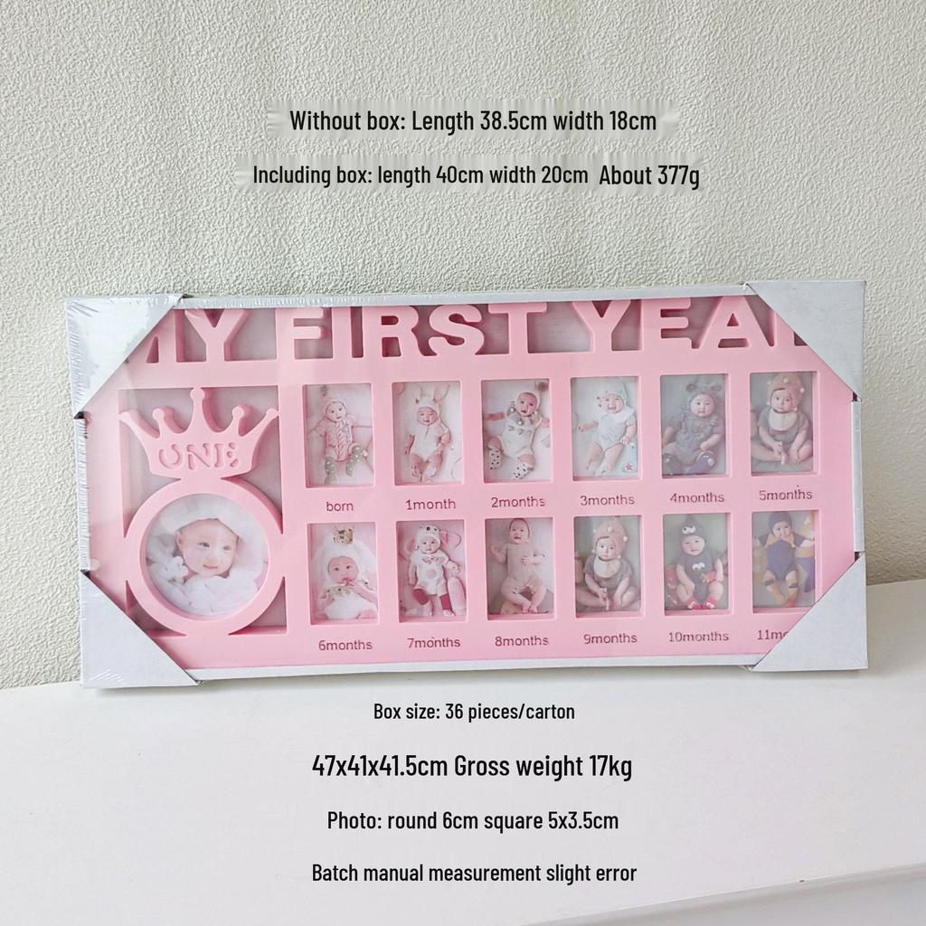 Baby & Child Growth Milestone Photo Frame - Wall Hanging & Tabletop Display, Plastic 'First Birthday' Commemorative Frame