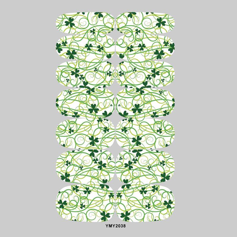 St. Patrick's Day Green Shamrock Unicorn Nail Stickers - Waterproof Full Cover