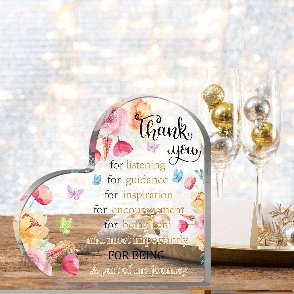 Heart-shaped Acrylic Plaque, Thank You Gift for Teachers, Nurses, Ladies Birthday Gift, Gift for Family, Gift for Friends - Acrylic Desktop Ornament