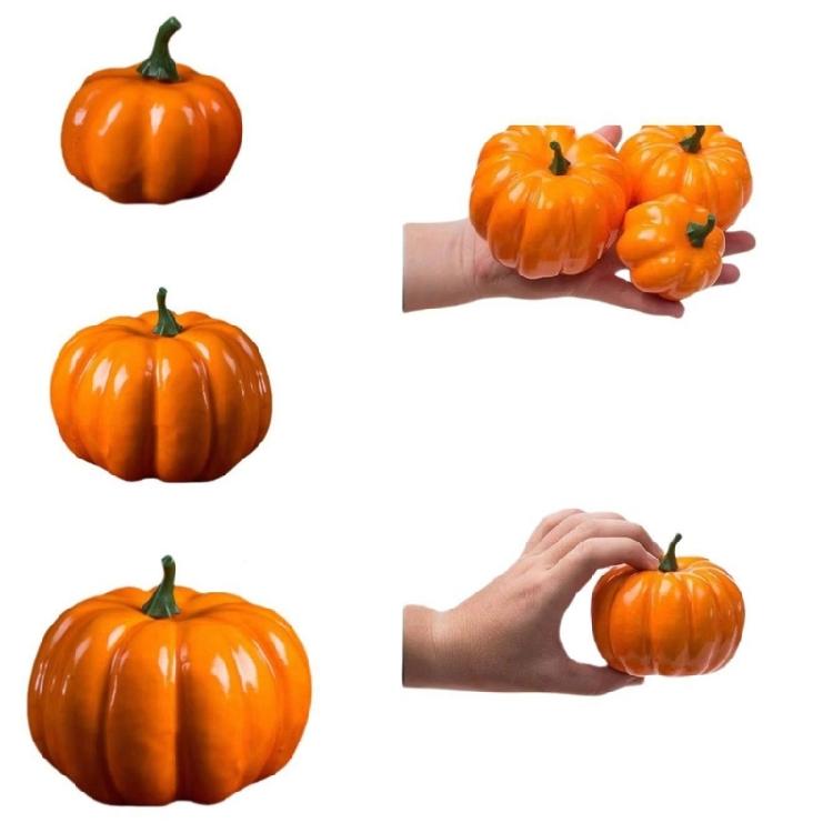 12Pcs Realistic Simulation Pumpkin for Thanksgiving Decoration, Basket Display, Artificial Pumpkins Vegetable Decoration