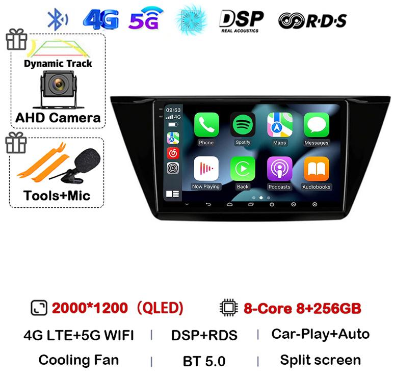 Android 14 WIFI 4G Carplay For Volkswagen TOURAN 2016 2017 2018 Auto Car Radio Multimedia Stereo Video Player GPS Navigation DSP