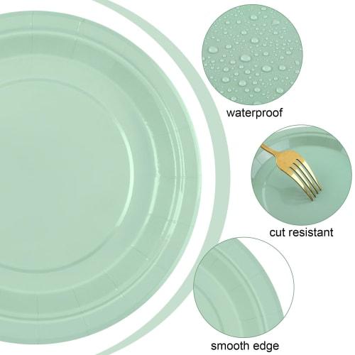 Breroa Gradient Green Paper Plates, 72-Pack, 7-Inch Disposable Round Dinner Plates, Heavy-Duty, for Weddings, Birthday Parties, and Table Decorations
