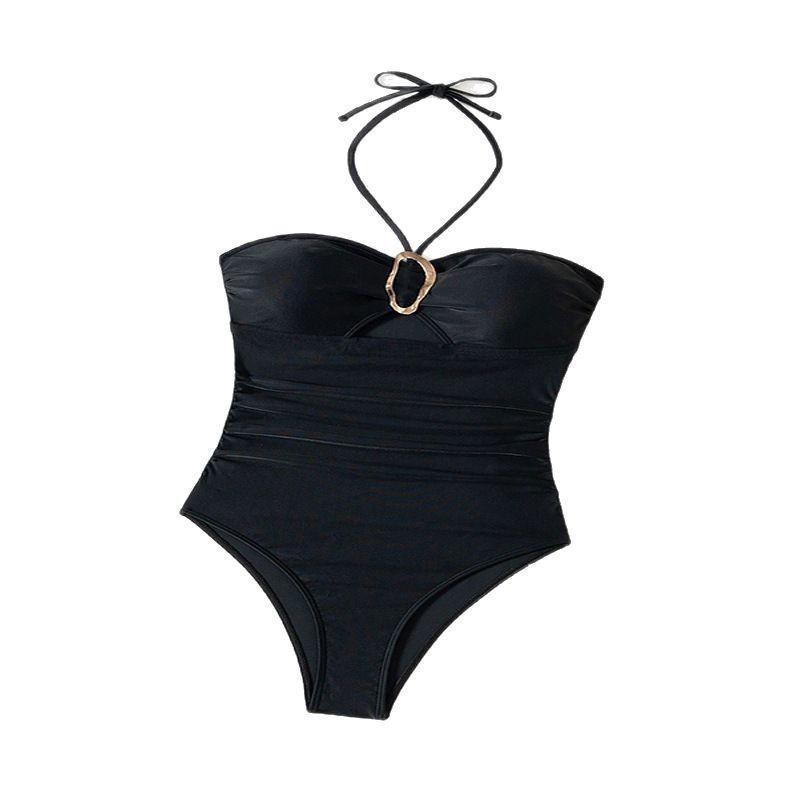 Sexy Backless One-piece Swimsuit Women's High-end Beach Bikini Solid Color
