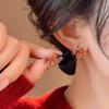 European and American Fashionable Red Maple Leaf Pendant Earrings, Suitable for Women's Daily Wear
