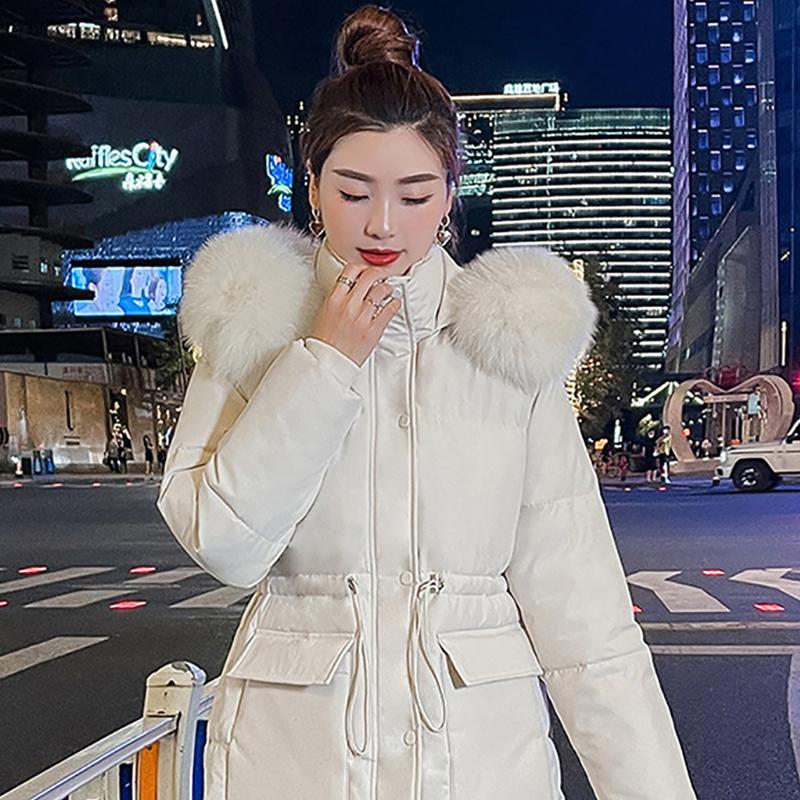 IELGY Mit Baumwolle gefütterte Jacke. Mittellange Damen-Jacke im koreanischen Stil. Schlanke wattierte Daunenjacke. Gepolsterte Jacke