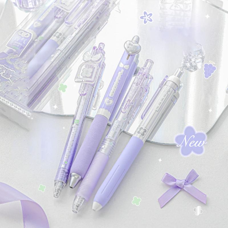 4PCS Plastic Gel Inks Pen Retractable Gel Pen with Plastic Clip Ergonomic Grip 0.5MM Tip Black Inks for Office School