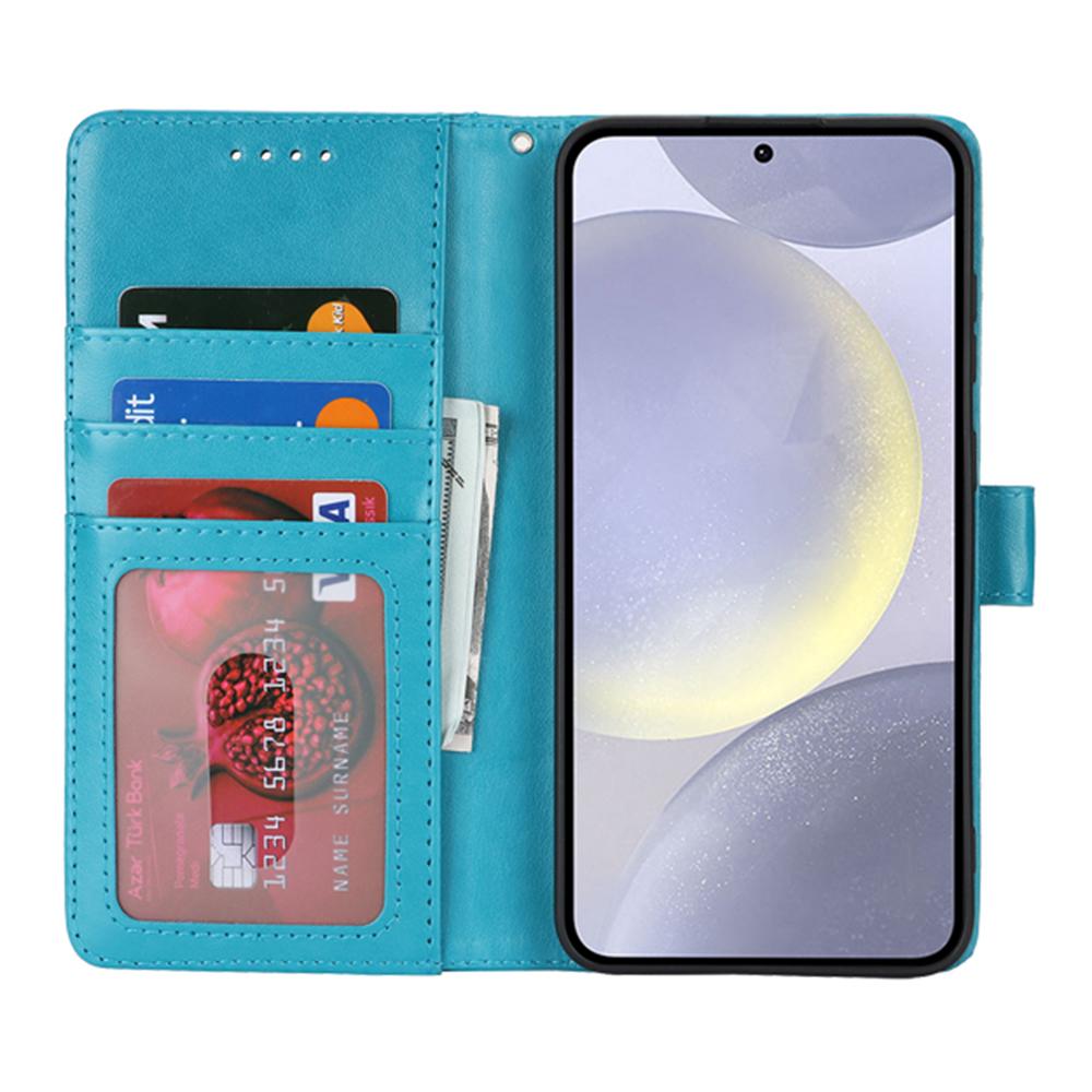 For Samsung Galaxy S24+ Stand Case Textured Leather Wallet Phone Cover with Strap