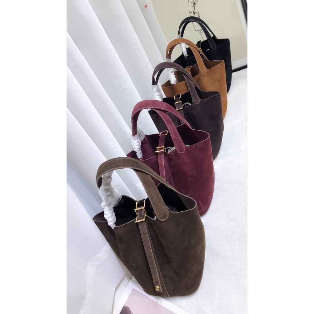 Autumn and Winter New First-layer Suede Matte Leather Vegetable Basket, European and American Fashion Handbag, Large Capacity Bucket Women's Bag