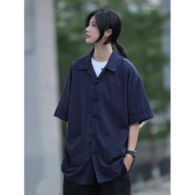Summer Clothing Men'S Retro Casual Shirt Student Loose Niche Design Fun New Men'S Top For Outdoor Wear