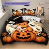 3pcs Moon Orange Cat Pumpkin Halloween Print Cover Set Ultra Soft, Breathable, and Comfortable Bedding with Stylish Design for Bedroom and Guest