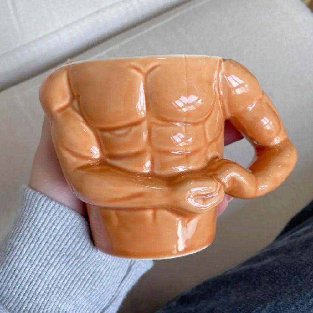 Gift Box Muscle Man Mug With Handle Funny Gift Mugs Funny Gift Unusual Route Mug  Household Use
