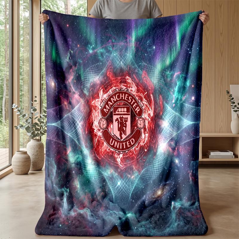 Manchester United Theme Blanket Soft Flannel Blanket Plush Throw Blanket Cozy Sofa Bed Blanket for Home Decor