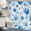 1pc Blue Ocean Style Shower Curtain, Polyester Fabric, Machine Washable, Suitable for Bathroom Hotel Decoration