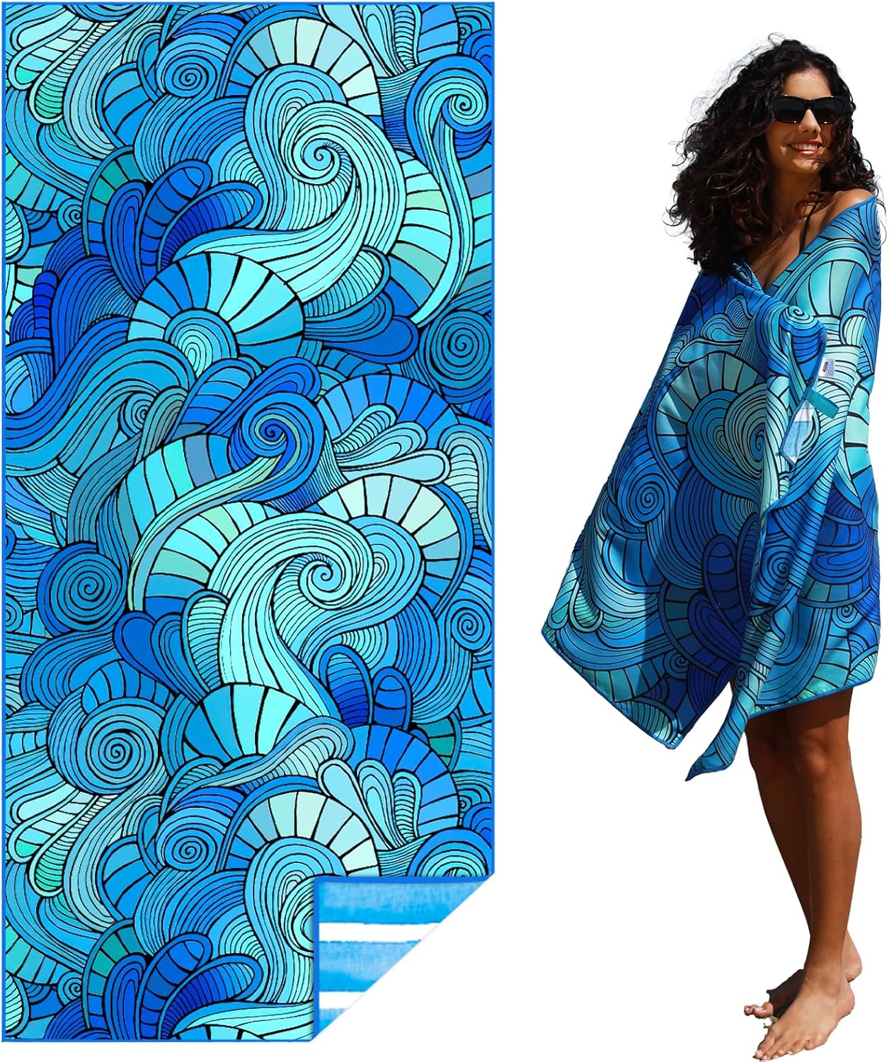 

Lightweight Microfiber Beach Towel - Sand-Free Quick-Dry, Compact for Travel, Pool & Camping, Large Absorbent Adult Size W40*H60(CM)