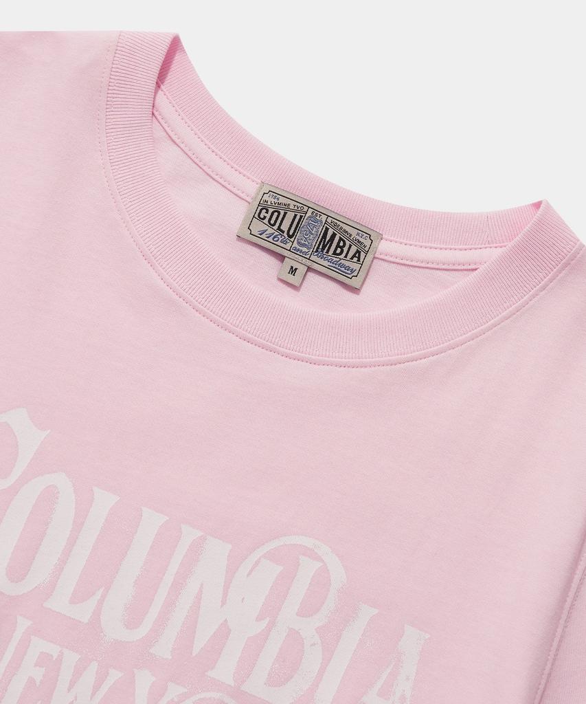COLUMBIA UNIVERSITY Uni Women Curved Slim-Fit S/S T-Shirts_Light Pink
