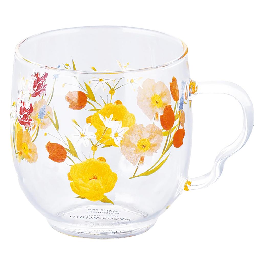 Yamaka Shoten X Language of Glass by Hibiya Microwave Day Birthday Made In HIBIYA-KADAN "The Flowers Tulip" Heat-Resistant Mug, 270ml, Diameter