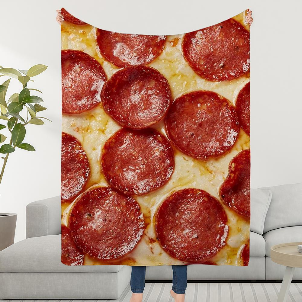 Blanket Throw Super Cosy Plush Living Pizza Room Sofa Couch Childish Birthday Delicious Gifts