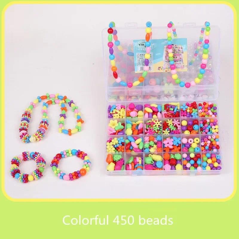 Toddlers DIY Beaded Craft Material Kit Necklace Bracelet Making Handmade Storage Box Educational Toy Gift For Baby Girl Children