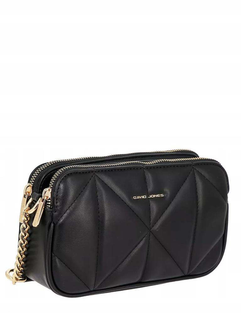 David Jones women's messenger bag, black faux leather