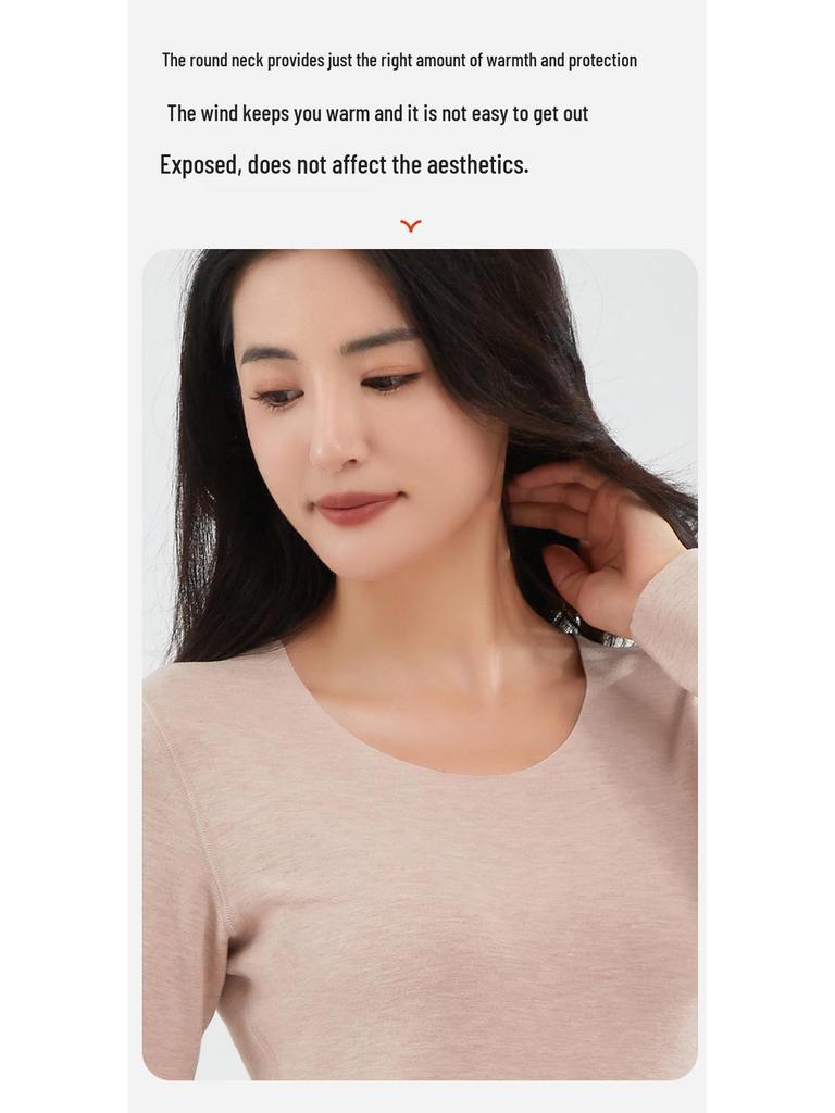 Női kasmírkeverék hőtermelő kerek nyakú termál szett: Antisztatikus, Bőrbarát, Őszi/Téli Alsónemű