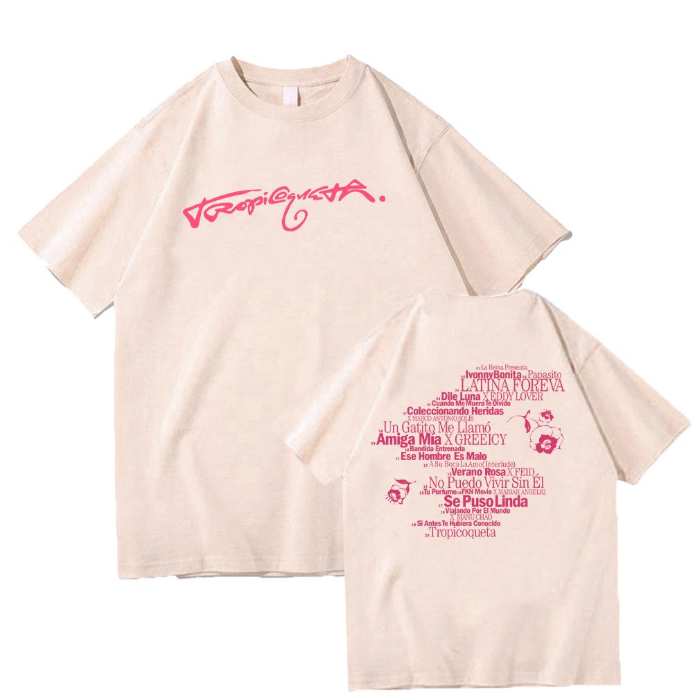 Karol G Tropicoqueta Tracklist Tee Vintage Karol G Cotton T-shirts Men Women's Hip Hop Gothic Short Sleeve T-shirts Clothing Y2K
