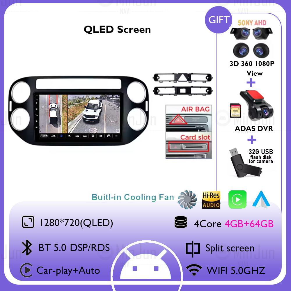 Radio Auto Android 14 Pentru Volkswagen VW Tiguan Spate 2006 - 2016 Golf Plus Wireless Carplay Auto Car DSP Stereo Player Multimedia