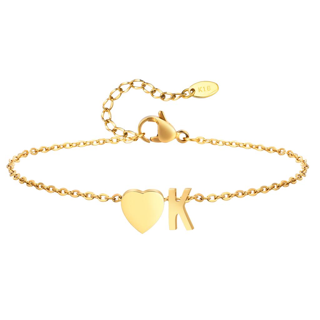 Bohemia A-Z Letter Initial Anklet for Women Gold Color Heart Alphabet Ankle Bracelet Beach Party Travel Fashion Foot Jewelry