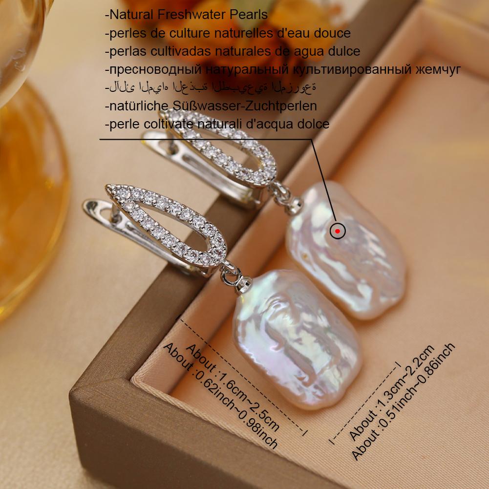 SENIKO Přírodní sladkovodní velké barokní perlové náušnice Módní kubické zirkonové perlové náušnice pro ženy, párty šperky