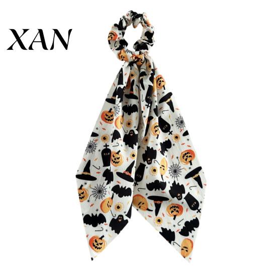 Colorful Hair Tie Halloween Satin Scrunchies for Women, Funny Pumpkin Printed Elastic Ties, Print Soft Ponytail Holders, Decorative Accessories Daily