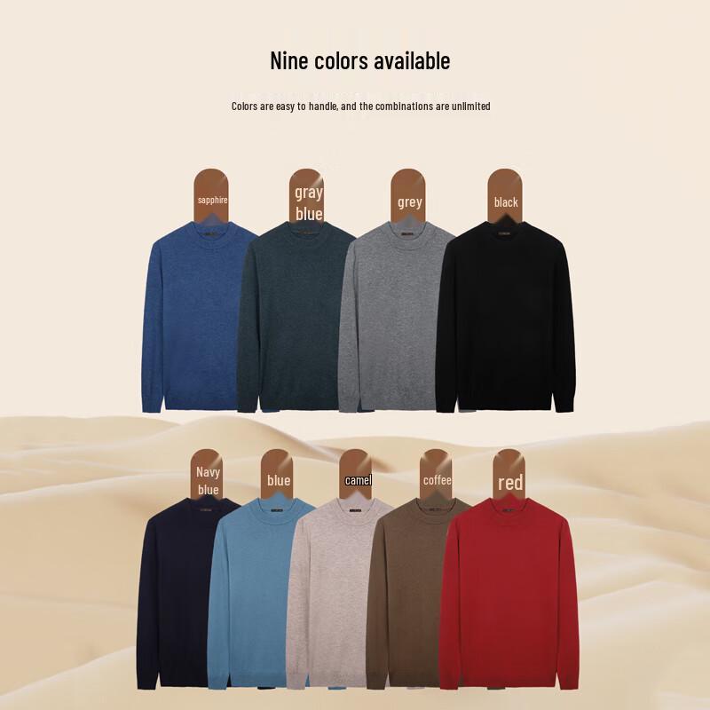 TRIES Men's Semi-High Collar Wool Blend Sweater