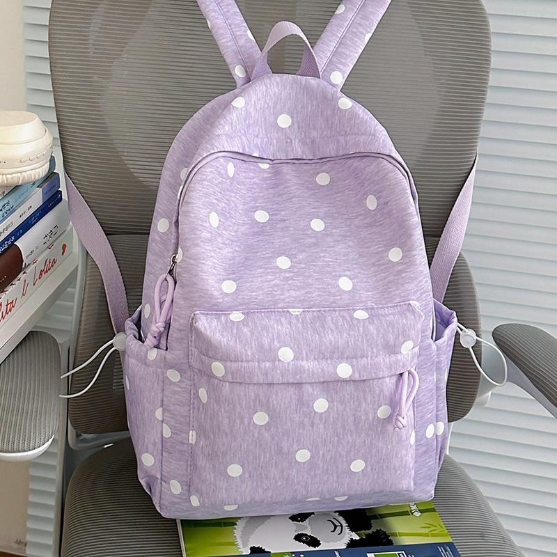 Schoolbag Cherry Blossom Pink Polka Dot School Bag Girls Junior High School Ins Niche High Value High School Student Backpack Large Capacity Fashion