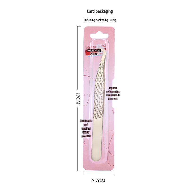 Golden Feather Stainless Steel Lash Tweezers with Net Grip for Precision Eyelash Application