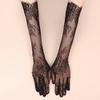 1 Paar Elegante Lange Spitze Hochzeits-Handschuhe - 55cm Durchsichtige Netz-Blumen-Handschuhe für Braut, Halloween, Party & Abendball (1 Paar)
