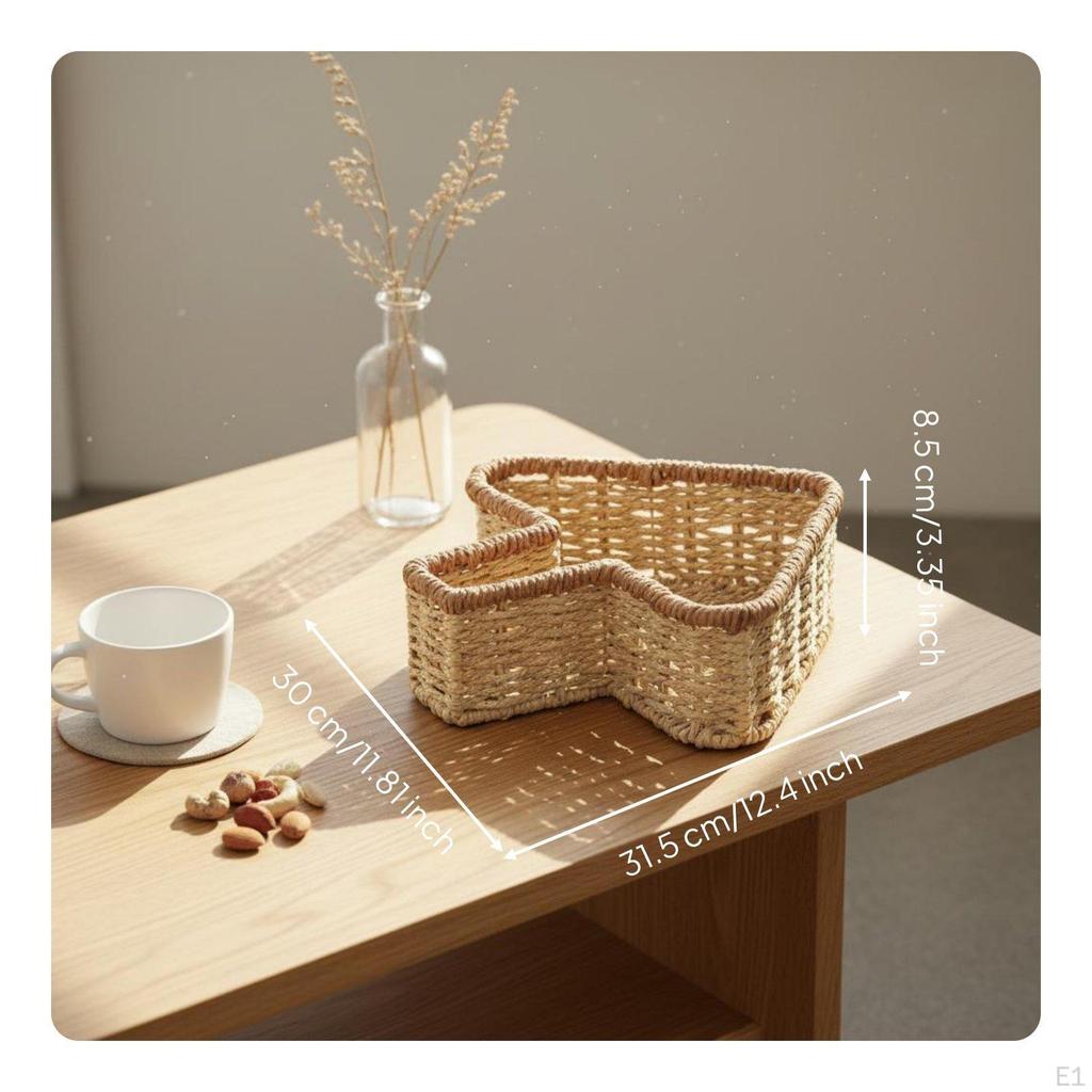 Paper Rope Woven Basket Handwoven Desktop Sundries Organizer Versatile Imitation Rattan Snack Tray