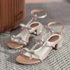 2023 Stylish Rhinestone Bowknot Ankle Strap High Heel Sandals for Women