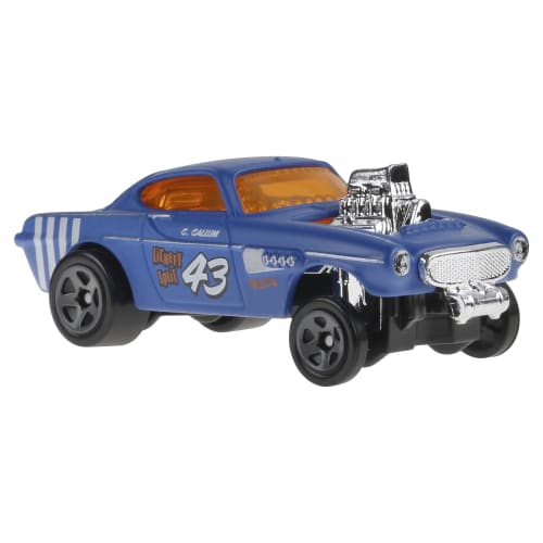 Hot Wheels Basic Car Volvo P1800 Gasser Vehicle Toy Mini Car for Ages 3 and Up Blue HXR06