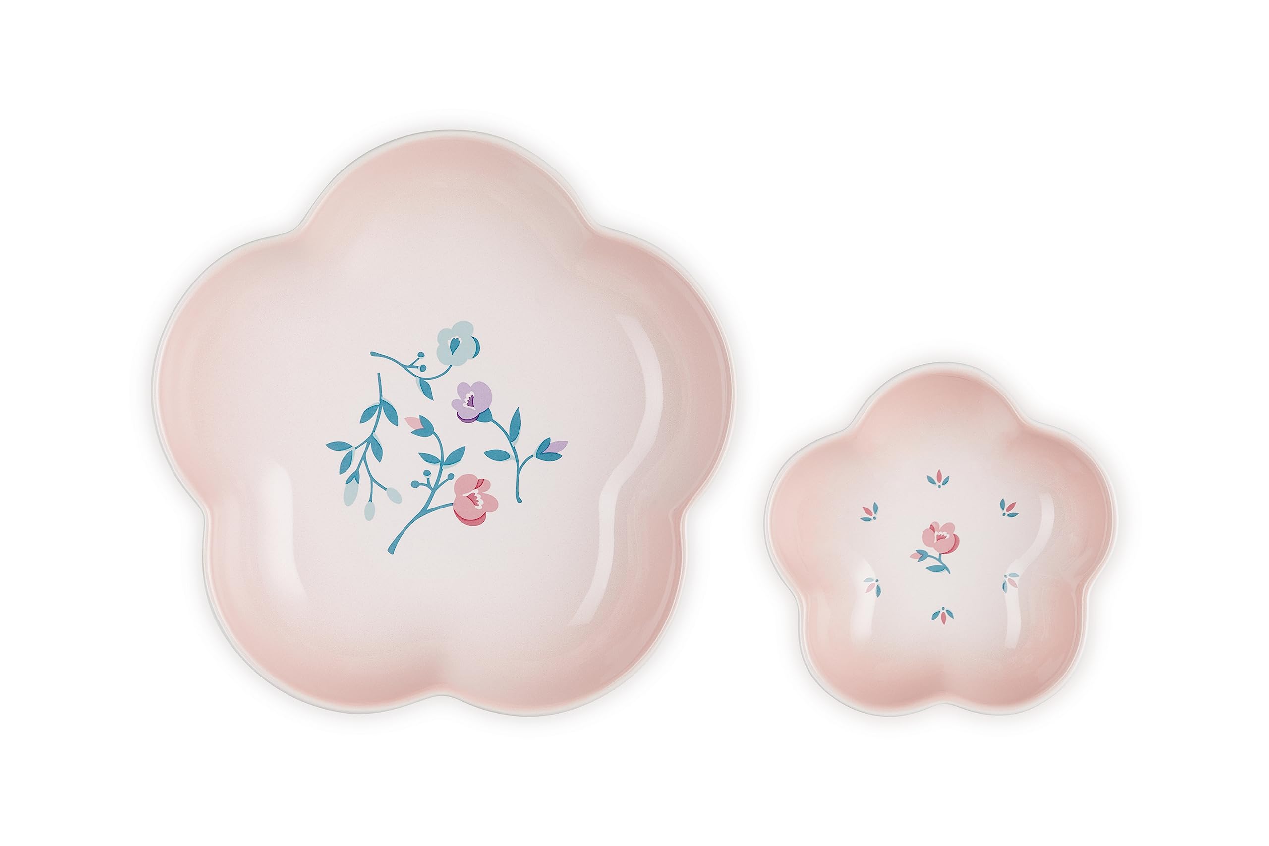 

Le Creuset Flower Dishes, Set of 2, 12cm & 20cm, Floral Print, Heat-Resistant, Microwave- and Oven-Safe [Official Japanese Product]